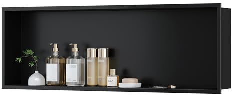 Neodrain Shower Niche Stainless Steel Wall Niche Recessed Single Shelf Shower Storage for Bathroom 90 x 30 cm, Black