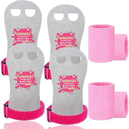 FINGER TEN Sporthandschuhe Kinder GymnastikHandschuhe Mädchen Jugend Reckhandschuhe Griffe Gymnastikgriffe 2 Paar mit Armbänder, Gymnastik Stangengriffe Handflächenschutz für Fitness (Rose, M)