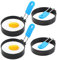 4pcs Egg Rings for Frying, Stainless Steel Egg Rings with Anti-Scald Folding Handle, Non Stick Fried Egg Rings for Household Kitchen Cooking Egg Frying Breakfast Mini Burger