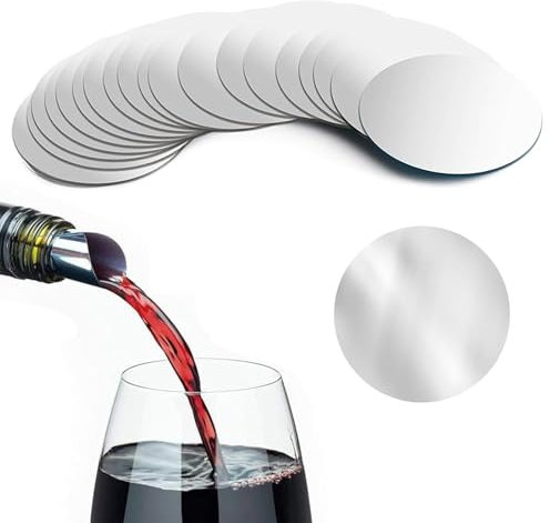20PCS Anti Goutte Vin Disque,Stop Goutte Bouteille Vin,7.5CM,Réutilisables Pourer Disque,pour le Verseur Vin et Bouteille Huile Olive,Anti Goutte Aluminium Foil,pour Restaurants,Bars et à la Maison