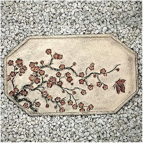 Juego de adoquines de estilo chino con flor de ciruelo antideslizante para jardín para caminos y jardines (45 x 27 x 2,5 cm)
