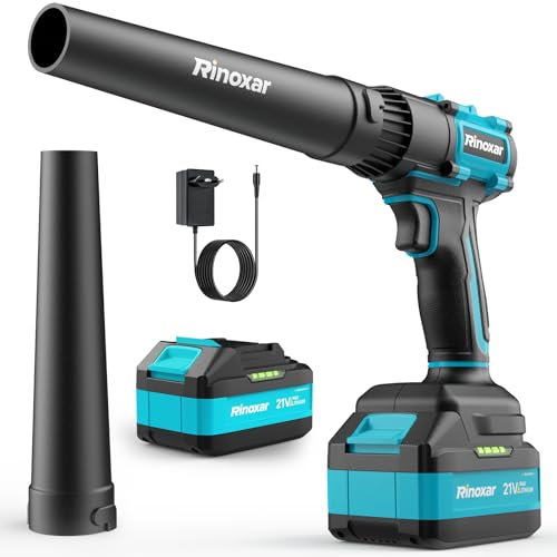 Soplador de Hojas, 200km/h 400CFM Mini Soplador de Hojas Bateria 5200mAh, Motor Sin Escobillas Actualizado, Control de Velocidad Sin Etapas, Diseño Innovador de Reducciónde Ruido, Ligera y Portátil