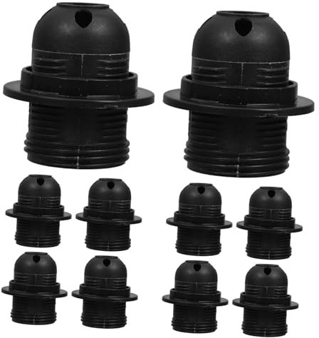 DIYEAH 10pcs Lamp Holder Replacement Threaded Light Socket Adapter for Desk Pendant Lamps Black Light Bulb Socket