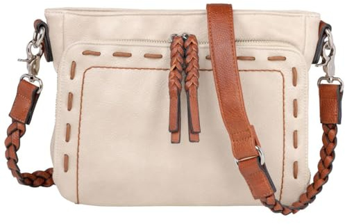 Lady Conceal Concealed Carry Purse for Women – Skylar Crossbody Organizer, Locking Zippers & Universal Holster (Bone)