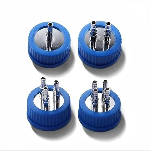 Fermentation Tank Reactor Feed Cover Stainless Steel Jar Lid with Blue Headspace Cap SS Refill Cover For Tube 5mm,1Piece(Single Hole)