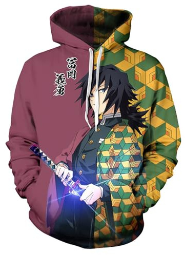 Satdflie Anime Demon Slayer huvtröja med tryck för män och kvinnor Harajuku-tröja med filtärmar unisex casual huvtoppar