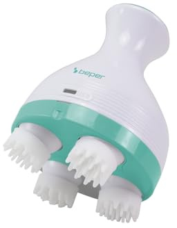 BEPER P302MAS150 Massaggiatore Testa e Corpo Ricaricabile, Massaggiatore Cuoio Capelluto con 4 Testine in Silicone Rotanti, 2 Velocità e 2 Modalità, Timer Automatico, USB-C