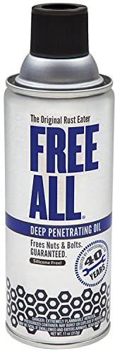Free All Rust Eater Deep Penetrating Oil, 11 oz Aerosol – Loosens Rusted Bolts, Nuts, Pipe Connections & Locks – Industrial-Grade Rust Remover, Silicone-Free Lubricant, Safe on Paint, Plastic Surfaces