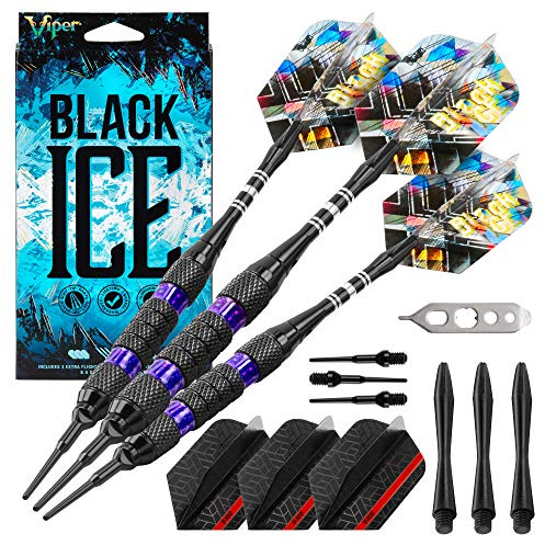 Viper Black Ice Soft Tip Darts with Purple Rings, 18 Grams