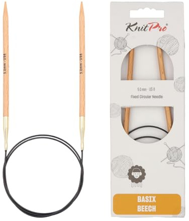 KnitPro Basix Björk rund sticknål, 80 cm längd x 5,00 mm tjocklekar, brun