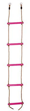 OTITU Échelle de Corde pour Enfants - Échelle Suspendue pour Enfants, Échelle d'escalade avec 5 Echelons en Bois Jouet d'escalade Jouet de Jardin pour Enfants Échelle de Corde Robuste Rose