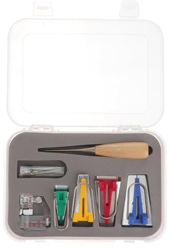 YARNOW Bias Tape Maker Set with Tape Binder Foot and Awl Pin for Quilting Sewing Includes 4 Sizes Fabric Binder Tools for DIY Craft Projects