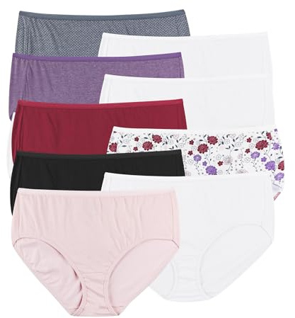 Hanes JUST MY SIZE Women's JMS Cool Comfort Cotton Brief 10-Pack, Assorted, XXXXX-Large