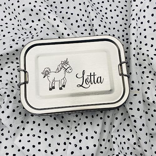 personalisierte Brotdose mit Einhorn zur Einschulung, Geburtstag oder Weihnachten