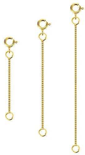 ALEXCRAFT 3 Piezas Extensor de Collar de Oro de 14 Quilates Extensor de Cadena de Plata de Ley 925 Extensor de Cierre de Pulsera para Fabricación de Joyas Cadenas de Cajas 0,8 mm 2 3 4 Pulgadas