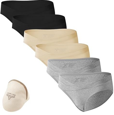 HBselect Womens Maternity Knickers Healthy Cotton Maternity Underwear Pack | 6 Pack Maternity Underwear for Women, Cotton Breathable, Under Bump Bikinis for Pregnancy Postpartum, C Section Essentials