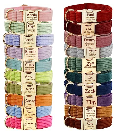 Hundehalsband mit Namen und Telefonnummer, verstellbar, personalisierbar, mit Metallschnalle, niedliches Hundehalsband für kleine, mittelgroße und große Hunde