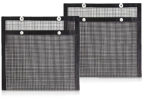 Biwwubik 2-pack grillpåsar, återanvändbara, non-stick, grillpåsar för grill/grillmatta för fisk, grönsaker, kött