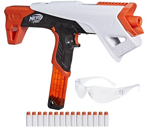 Nerf Pro Torrent Half-Length Dart Blaster, 150 FPS, 15 Nerf Pro Half-Length Darts, 15-Dart Magazine, Pump Action, Eyewear, Gifts for Teens, 14+