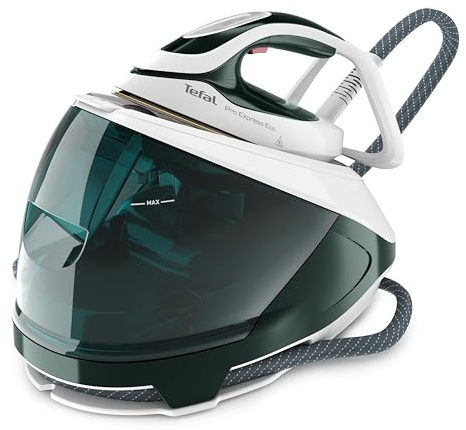 Tefal Pro Express Eco Dampfbügelstation, 2200 Watt, 7,5 bar Druck, 560 g/Min. Dampfstoß, 140 g/Min. kontinuierliche Dampfabgabe, Eco-Modus, Kalk-Kollektor, Smart-Temp-Technologie, waldgrün, GV9E21E0