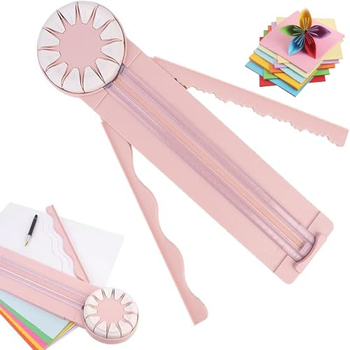 12 in 1 Paper Cutter, 2024 Upgraded Paper Craft Edge Cutter, Paper Edge Cutter with Measurements for DIY Scrapbooking, Photo Card, Gift Packaging (Pink)