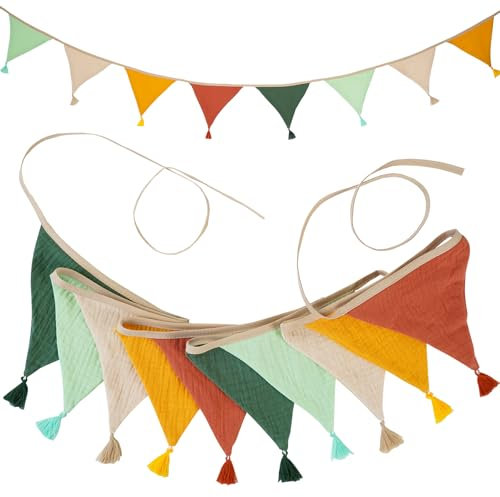 Fabric Bunting Banner, 20 PCS Flag Banners Multicolor, Garden Bunting, Vintage Fabric Bunting, Nursery Bunting for Wedding Birthday Baby Room Anniversary Nursery (2.6m Candy Colours)