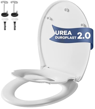 IDEALHOUSE Toilet Lid with Child Seat, Toilet Lid with Soft-Close Mechanism, Toilet Seat with Quick Release, Antibacterial and UV-Resistant Toilet Seat Children Easy Assembly Duroplast White Oval