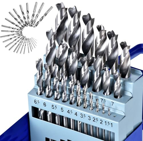 25PCS HSS Drill Bit Set,Ø1.0 to 13mm Brad-point Bits Set with Foldable Storage Case,Carpentry Tools and Equipment Accessories for Wood Plastic Cork Rubber