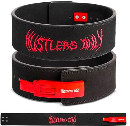 HUSTLERS ONLY Weight Lifting Belt with Lever Buckle 10mm Thick – Suede Leather Gym Belt For Men & Women – Weight Training Belt for Powerlifting Bodybuilding Squat & Deadlift Belt for Back Support (M)