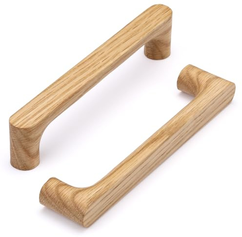 SYZOW 6 stycken skåphandtag, trähandtag, möbelhandtag, bokträhandtag, skåpdörrar för skåp, lådor (rödek, borrhålsavstånd: 96 mm)