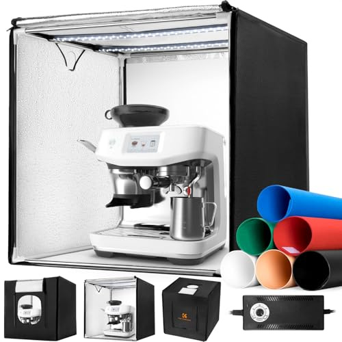 K&F CONCEPT Scatola Luminosa Fotografica Pieghevole 60x60 cm, Tenda Studio Mini Light Box Dimmerabile 5600K, Kit Illuminazione con 6 Sfondi in PVC, Ideale per Fotografia Prodotti e Gioielli