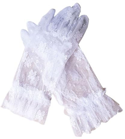 DOUDINGMAO Guantes de boda de encaje transpirables para damas de honor, ocasiones especiales, accesorio de fotografía, ropa de mano, blanco, Talla única