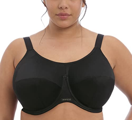 Elomi 8041 Energise U/W Bonnet Profond Support Multiway J Crochet Soutien-gorge sport, femme, EL8041, Noir , 4E