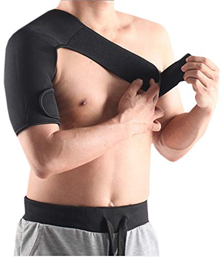 KING OF FLASH Adjustable Neoprene Right Shoulder Support Strap Arthritis, Gym, Sports, Brace, Pain Relief, Injury Prevention [One Size]