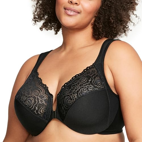 Glamorise Damen 1245 Plunge Bra, Schwarz, 100G