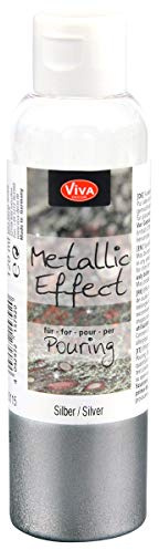Viva Decor VivaDecor Metallic Effekt Pouring Farbe 120 ml Glänzend Wasserbasis Made in Germany Anwendbar auf Leinwand Ganzjährig Pouringfarbe Silber