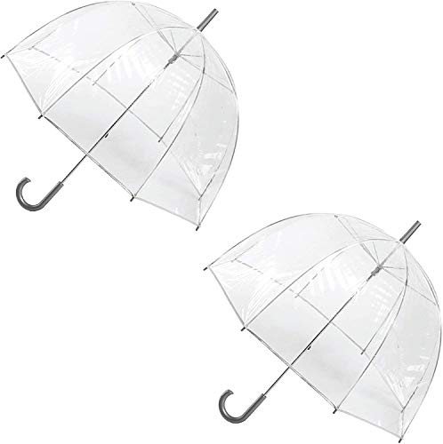 Totes Adult Windproof Bubble Umbrella with J Hook Handle and Enhanced Visibility