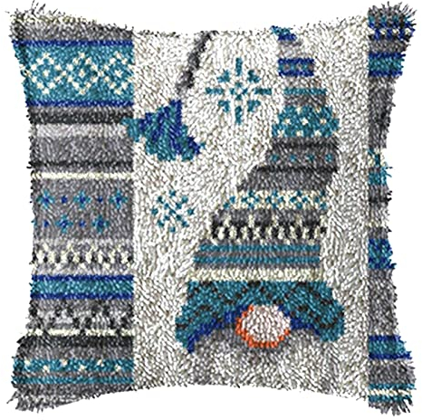 SKTWOE Weihnachten Knüpfset Knüpfkissen Zum Selber Knüpfen Knüpfteppich Für Kinder Und Erwachsene Knüpfteppiche 3D Sofakissenbezug Handgechte Geschenke Kreuzstich Kreativ Set 43Cm X 43Cm,B