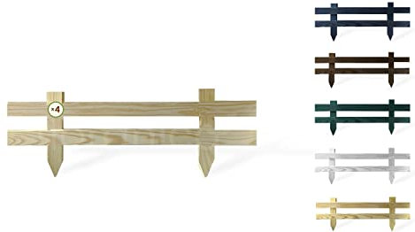 Floranica Liten trädgårdsstaket 4 st. 20 cm x 50 cm obehandlad – Mini stickstaket, dekorativt staket, friesiskt staket, spjälstaket, för nedstickning, trädgårdsstaket rabattstaket impregnerat furuträ