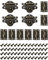QWORK 4 Sets Antike Dekorative Haspe, Retro Haspen Riegel, dekorativer Holzschmuck, Vintage Scharnier mit 8 Scharnieren und 56 Schrauben
