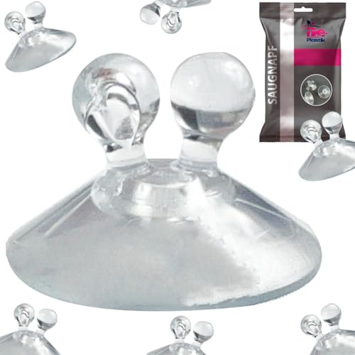 De-Plastik 20x Saugnapf | Innovative Doppelhalterung | Made in Germany | Für Fenster und Türen geeignet | Saugnäpfe ohne Bohren oder Kleben | Ideal für Lichterketten und Fensterdeko | 20 Stück