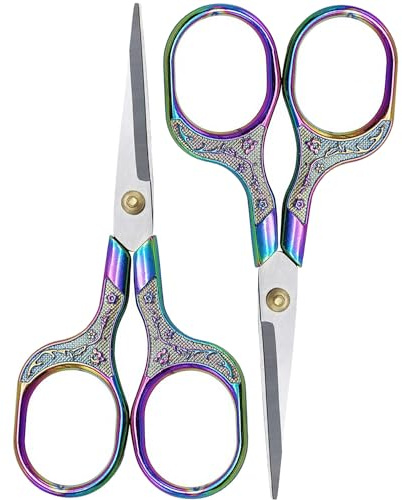 Mini Scissors Stainless Blade Metal Handle 2 Pack Office School Classroom Student Teacher Crafting Fabric Sewing Gift Wrapping All Purpose