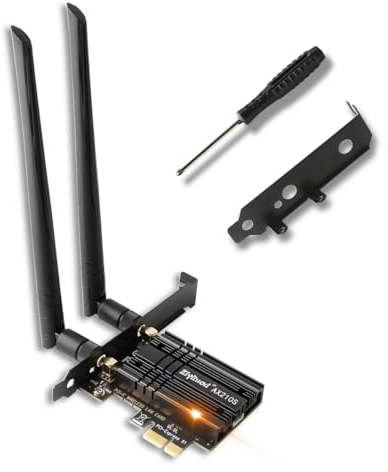 Intel AX210 WiFi 6E PCIe Karte - 5400Mbps Tri-Band 6G/5G/2.4G (160MHz), Bluetooth 5.3, Ultra-Niedrige Latenz Wireless Adapter mit Low-Profile Halterung für Gaming, Nur für Windows 11/10 (64 Bit)