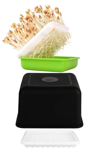 Ahuuen Bandejas De Semillas con Tapa | Bandejas para Brotes | Bandeja De Germinación | Cuencos De Cultivo De Microgreens | para El Cultivo De Frijoles Mungo Alfalfa Hierba De Trigo