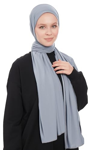 Hijab Scarf for Women - Jersey Hijab Head Scarf - Muslim Headscarf - Headwrap for women, Hijabs Scarves – Premium Jersey Quality 180x70 cm Indigo