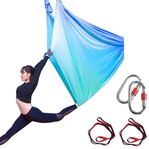 Generisch Yoga Vertikaltuch, Yoga Yogatuch, Yogatuch zum Aufhängen, Aerial Yoga Towel aus Nylon mit Hardware, Yoga Akrobatik Set, Akrobatik-Tuch Aerial Yoga Silk für Erwachsene(5X2.8M)(Bunt C)