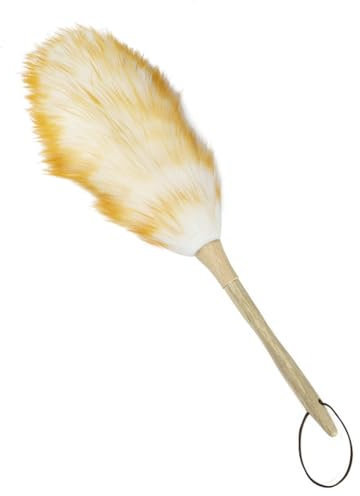 Kissmii 1 plumeau en peau d'agneau avec manche en bois , tête flexible et effet antistatique comme sur la photo, pour le bureau, et la voiture, etc.