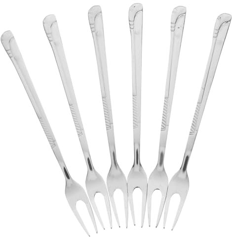 Zerodeko 6 Pezzi forchetta da frutta in acciaio inox spiedo forchette da dessert e lungo moderno forchette argenteria forchette da insalata acciaio inossidabile 304 Argento
