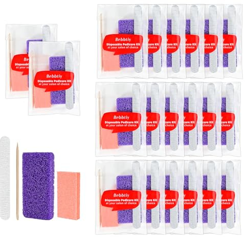 Set di pedicure monouso 4 in 1, kit professionale per manicure e pedicure per saloni di unghie, lima per unghie, pietra pomice, mini blocco lucidante, bastoncini di legno (pezzo, grana 20, 80/100)