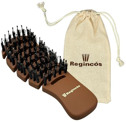 Regincós - Cepillo Pocket - Flexible - Cerda Natural - Antitirones - Desenreda - Cabello Seco y Mojado - Pequeño - Marrón